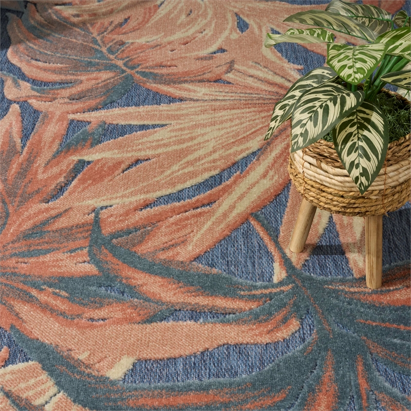 Nourison Home Aloha 5' x 8' Fabric Blue Rose Area Rug