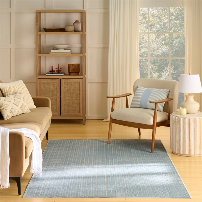 Nourison Home Washable Charm 6' x 9' PolyesterBlue Ivory Area Rug