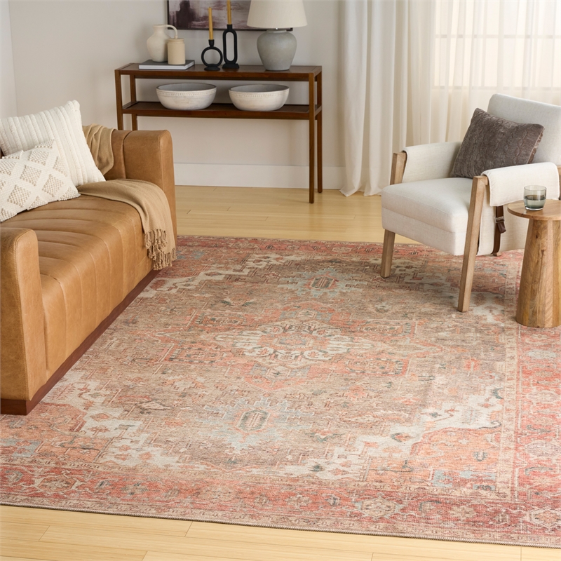 Nourison Home Vintage Washables 10' x 13' Polyester Coral Taupe Area Rug