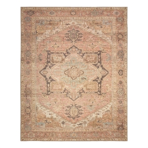 Nourison Home Vintage Washables 10' x 13' Polyester Coral Multicolor Area Rug