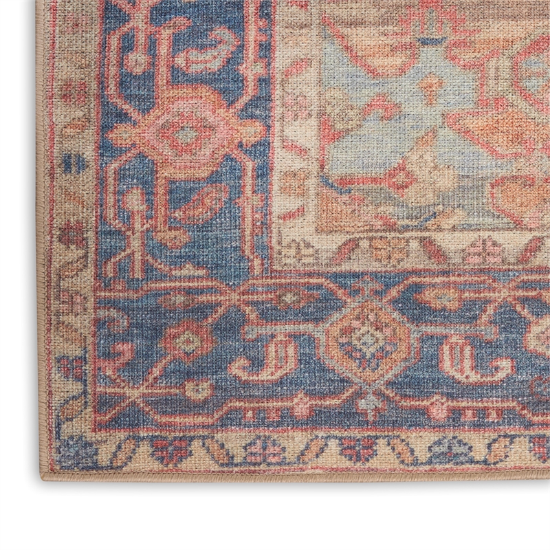 Nourison Home Vintage Washables 10' x 13' Polyester Blue Coral Area Rug