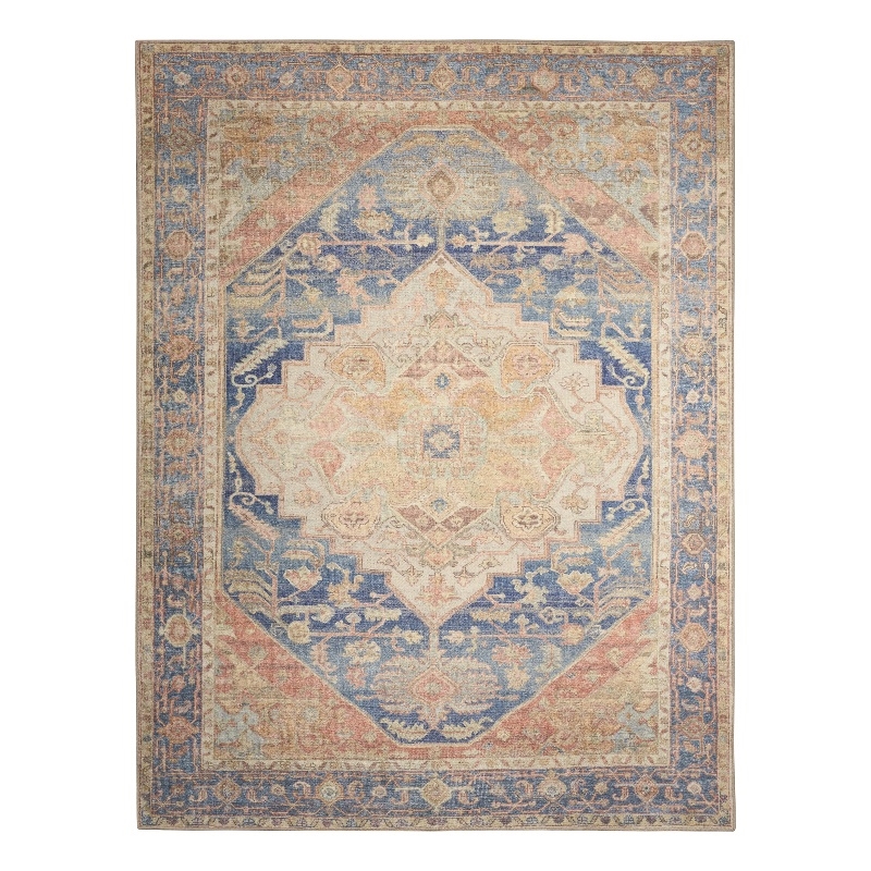 Nourison Home Vintage Washables 10' x 13' Polyester Blue Coral Area Rug
