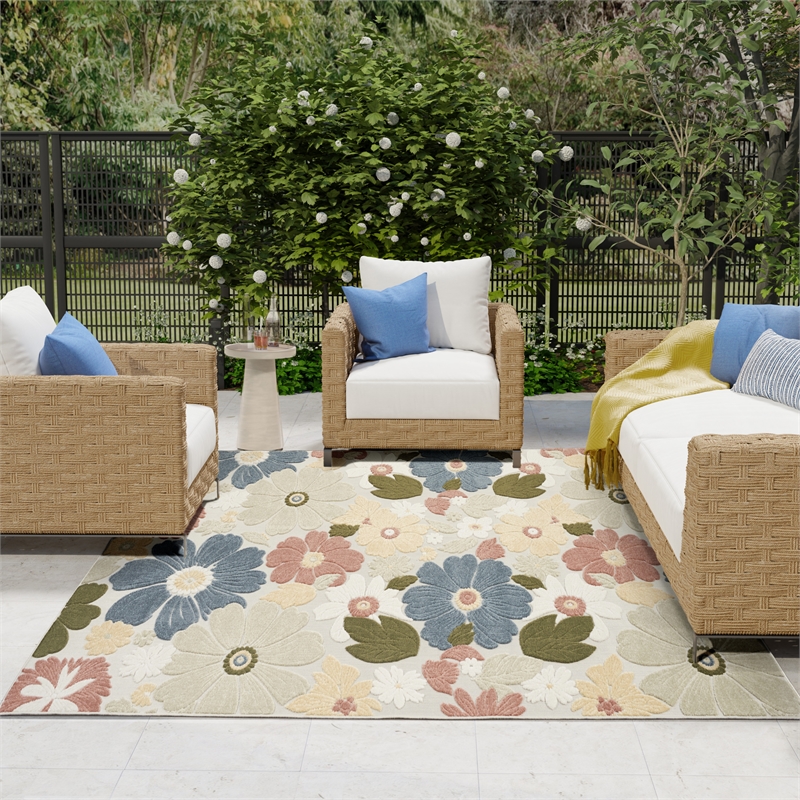 Nourison Home Aloha 9' x 12' Fabric Multicolor Area Rug