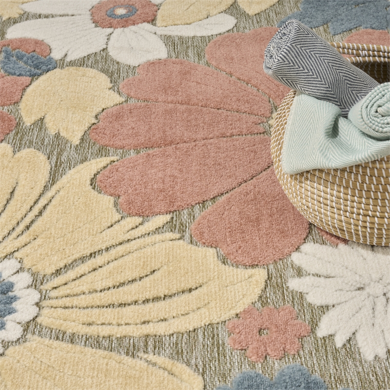 Nourison Home Aloha 9' x 12' Fabric Rose Area Rug