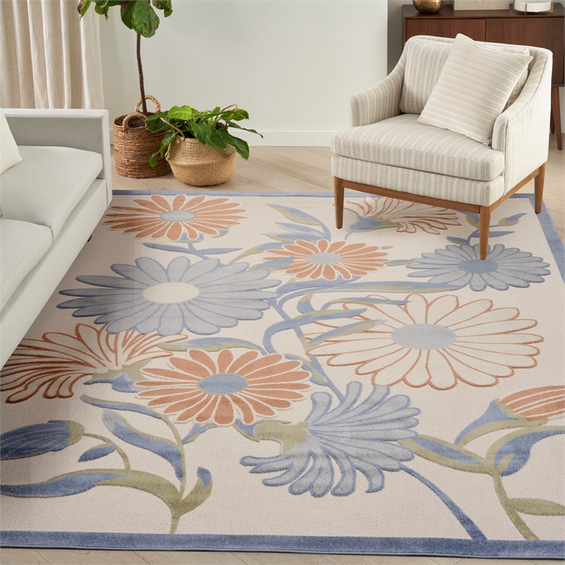 Nourison Home Aloha 9' x 12' Fabric Beige Multicolor Area Rug