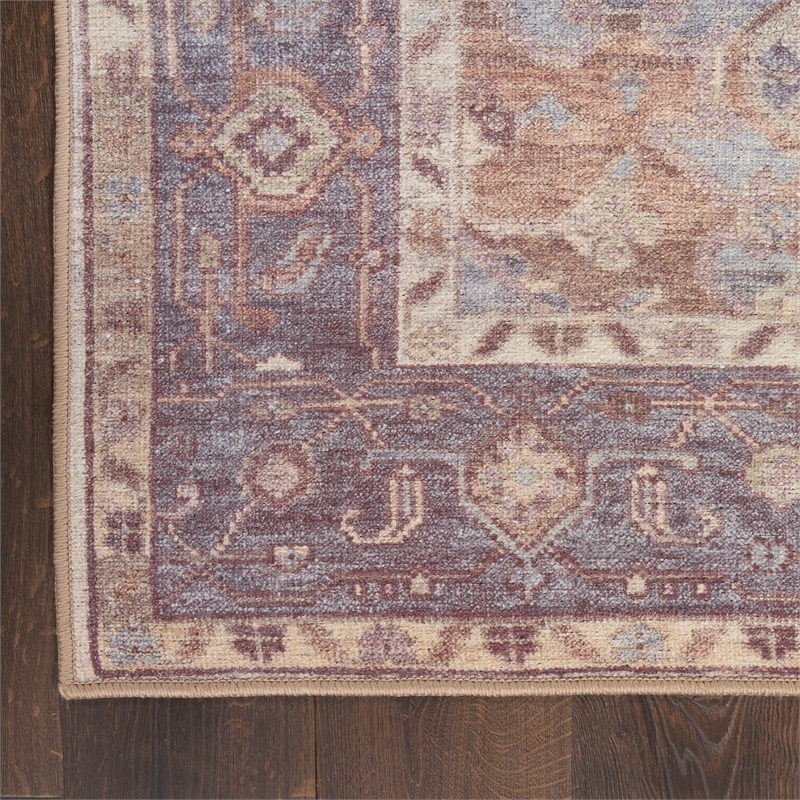 Nourison Home Vintage Washables 10' x 13' Polyester Ivory Purple Area Rug