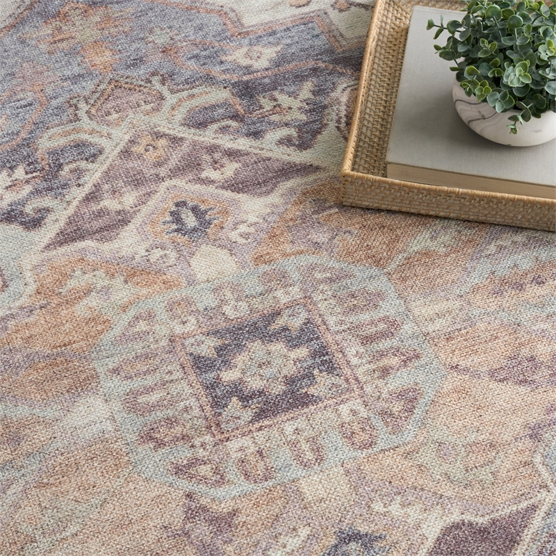 Nourison Home Vintage Washables 10' x 13' Polyester Ivory Purple Area Rug