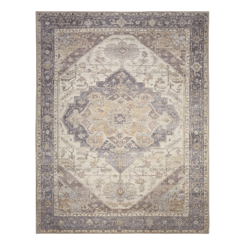 Nourison Home Vintage Washables 10' x 13' Polyester Ivory Purple Area Rug