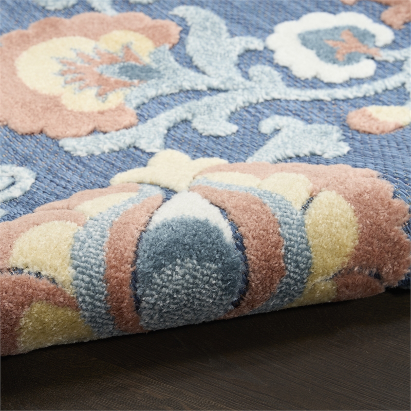 Nourison Home Aloha 3' x 4' Fabric Blue Rose Area Rug