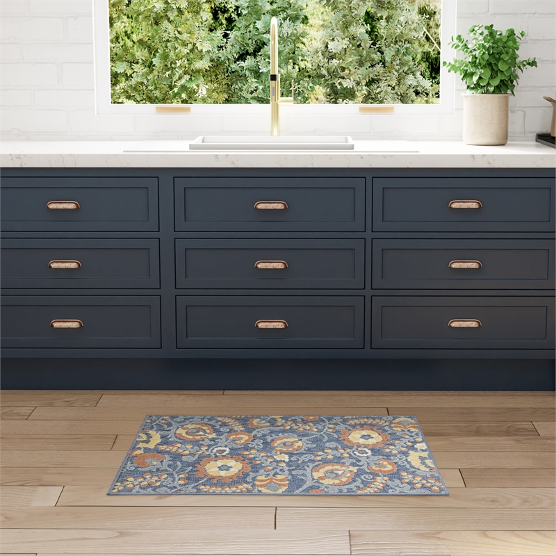 Nourison Home Aloha 3' x 4' Fabric Blue Rose Area Rug