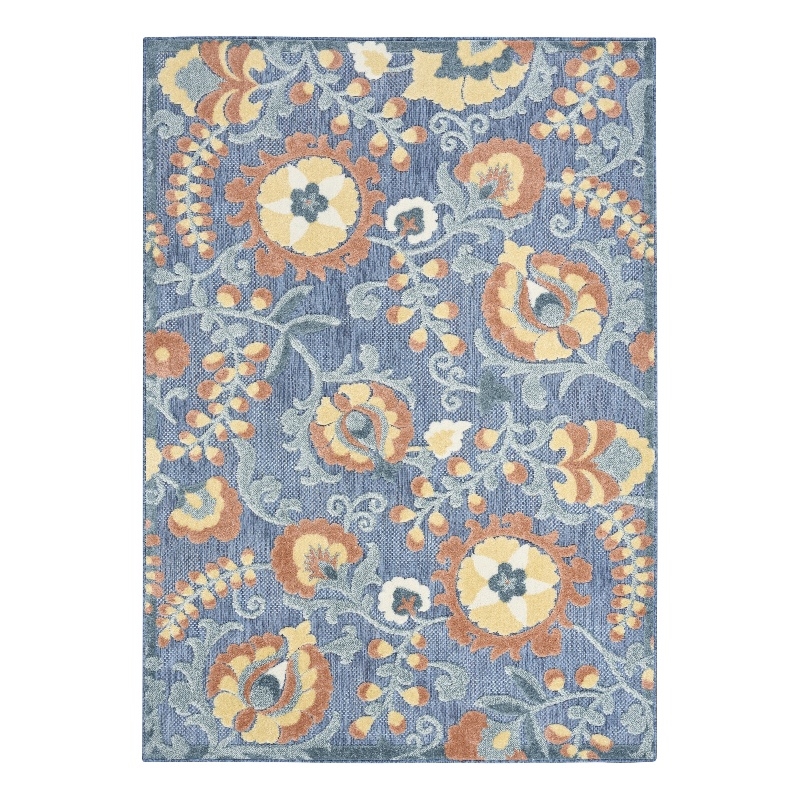 Nourison Home Aloha 8' x 11' Fabric Blue Rose Area Rug