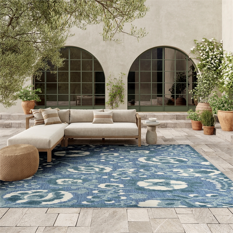 Nourison Home Aloha 9' x 12' Fabric Blue Area Rug