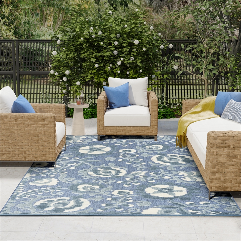 Nourison Home Aloha 9' x 12' Fabric Blue Area Rug