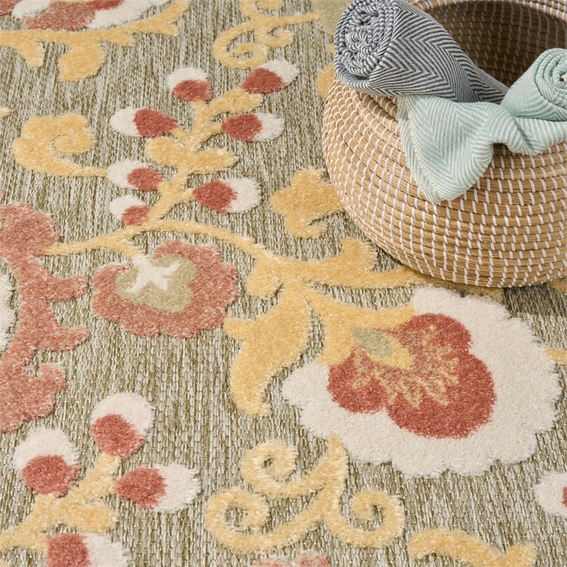 Nourison Home Aloha 4' x 6' Fabric Sage Rose Area Rug