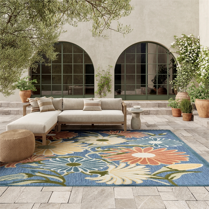 Nourison Home Aloha 8' x 11' Fabric Blue Sage Area Rug