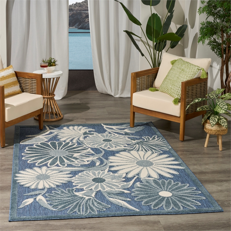 Nourison Home Aloha 4' x 6' Fabric Blue Area Rug