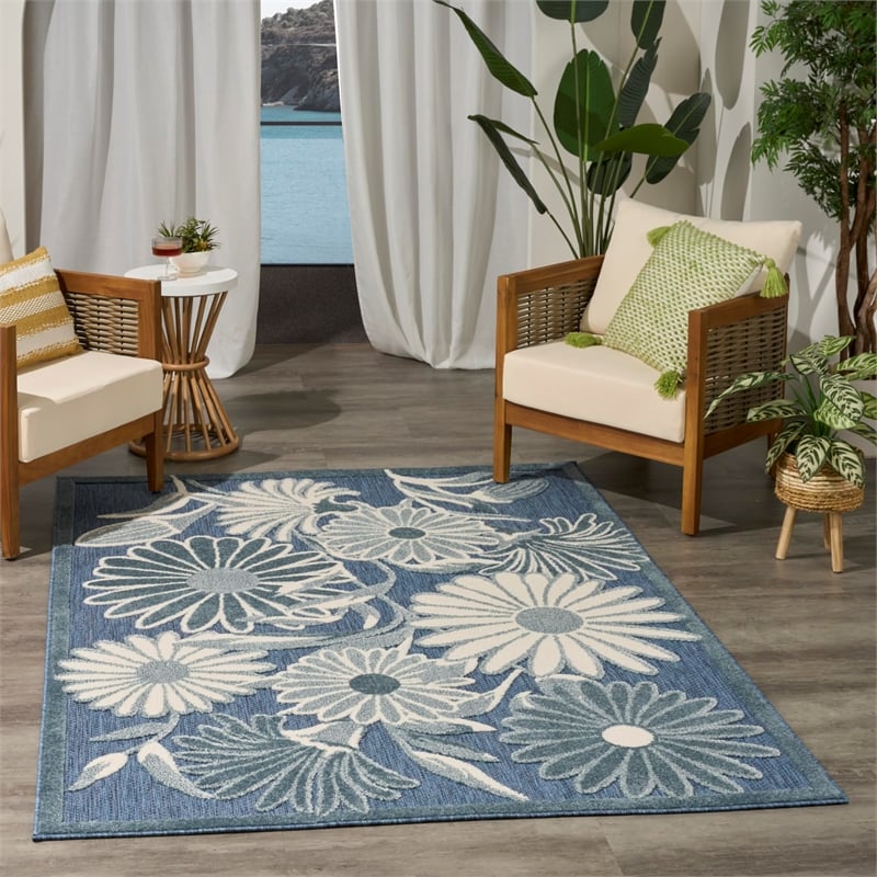 Nourison Home Aloha 5' x 8' Fabric Blue Area Rug