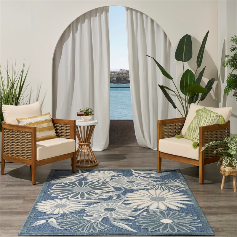 Nourison Home Aloha 5' x 8' Fabric Blue Area Rug
