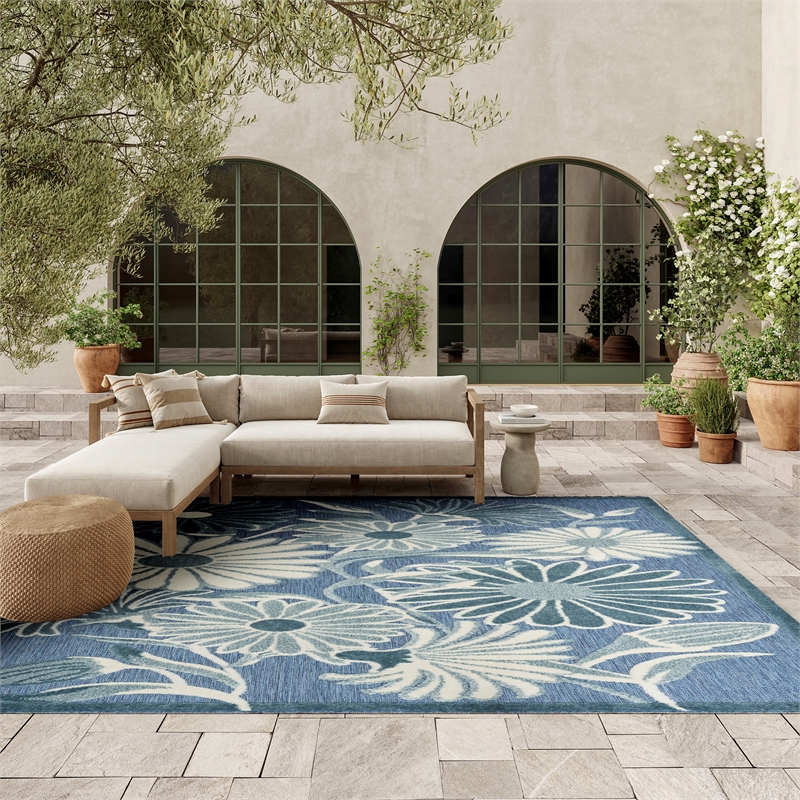 Nourison Home Aloha 8' x 11' Fabric Blue Area Rug