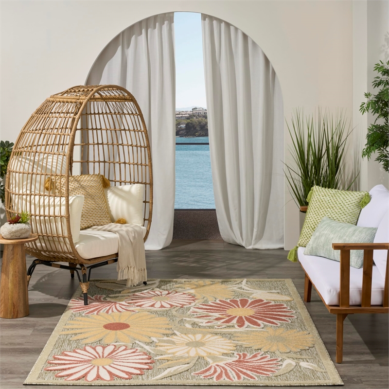 Nourison Home Aloha 4' x 6' Fabric Sage Rose Area Rug