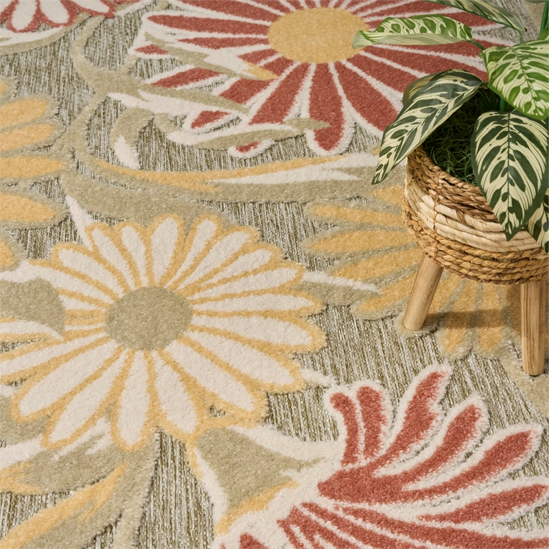 Nourison Home Aloha 4' x 6' Fabric Sage Rose Area Rug