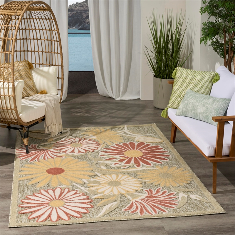 Nourison Home Aloha 4' x 6' Fabric Sage Rose Area Rug