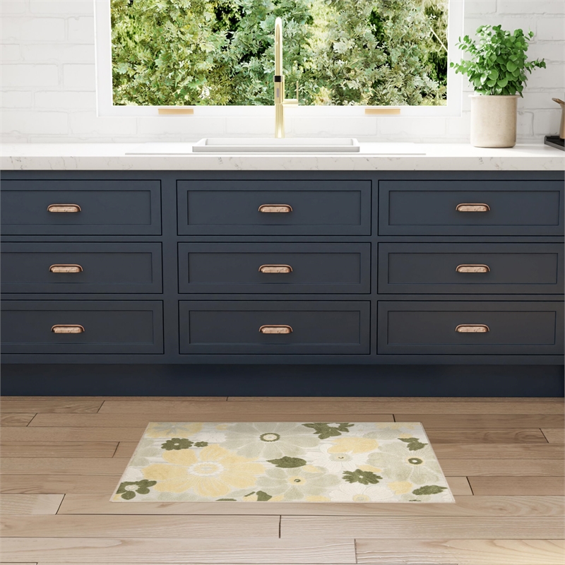Nourison Home Aloha 3' x 4' Fabric Ivory Green Area Rug