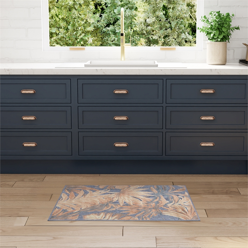 Nourison Home Aloha 3' x 4' Fabric Blue Rose Area Rug