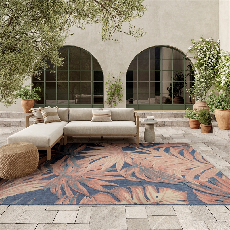 Nourison Home Aloha 8' x 11' Fabric Blue Rose Area Rug