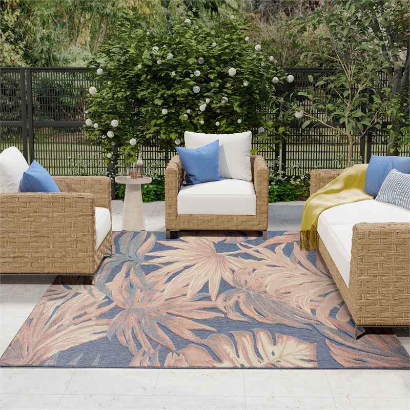 Nourison Home Aloha 8' x 11' Fabric Blue Rose Area Rug
