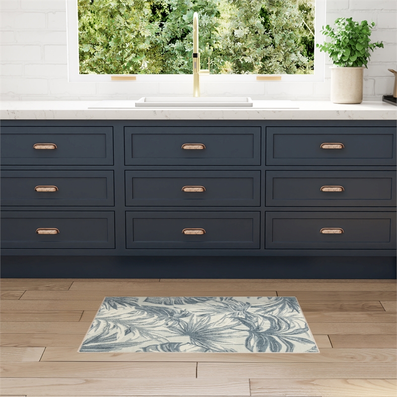 Nourison Home Aloha 3' x 4' Fabric Ivory Blue Area Rug