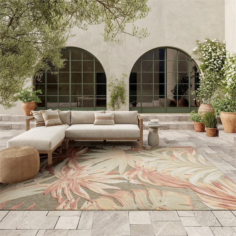Nourison Home Aloha 8' x 11' Fabric Sage Rose Area Rug