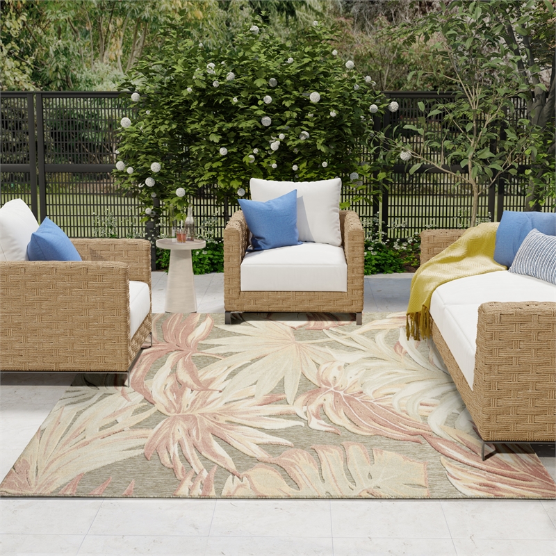 Nourison Home Aloha 8' x 11' Fabric Sage Rose Area Rug