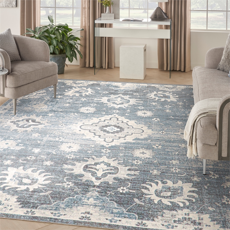 Nourison Home Astra Machine Washable 8' x 10' Polyester Denim Area Rug