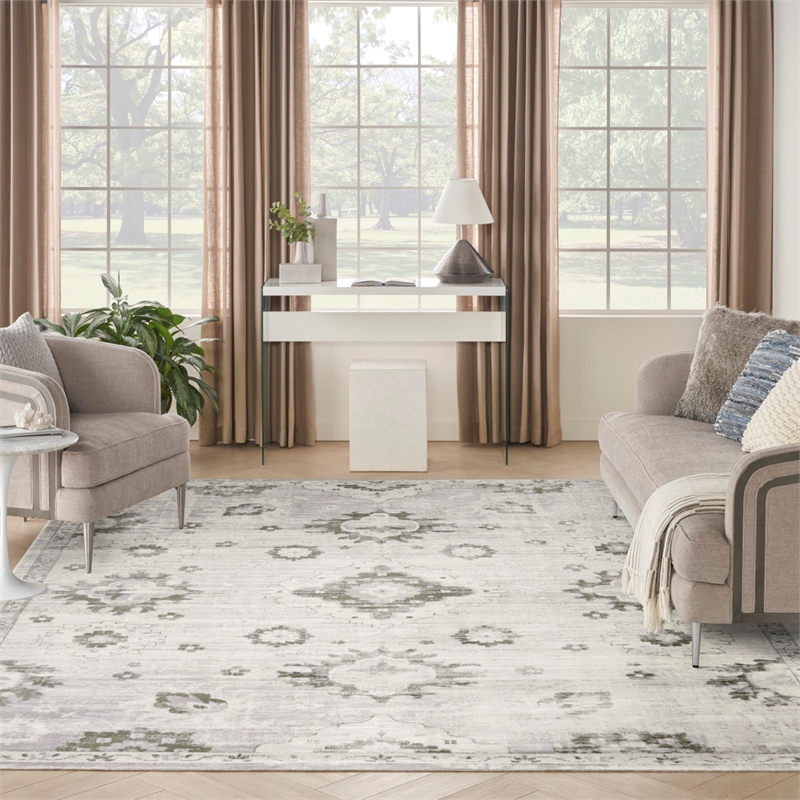 Nourison Home Astra Machine Washable 8' x 10' Polyester Ivory  Area Rug