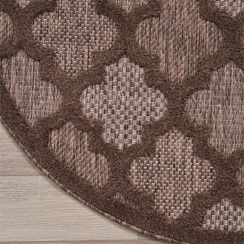 Nourison Home Nourison Easy Care 6' x Round Fabric Brown Area Rug