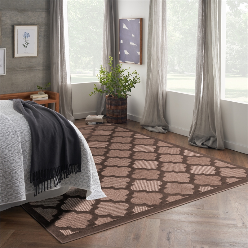 Nourison Home Nourison Easy Care 10' x 14' Fabric Brown Area Rug