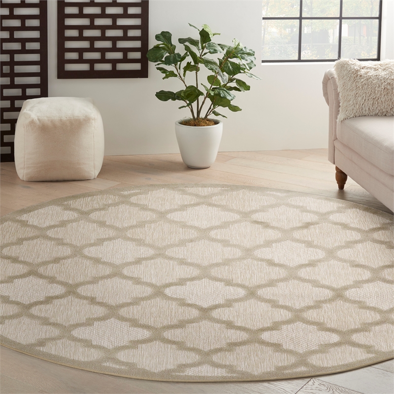 Nourison Home Nourison Easy Care 6' x Round Fabric Cream Area Rug