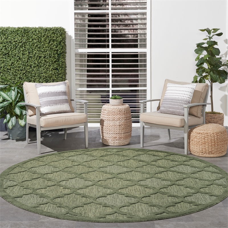 Nourison Home Nourison Easy Care 6' x Round Fabric Green Area Rug