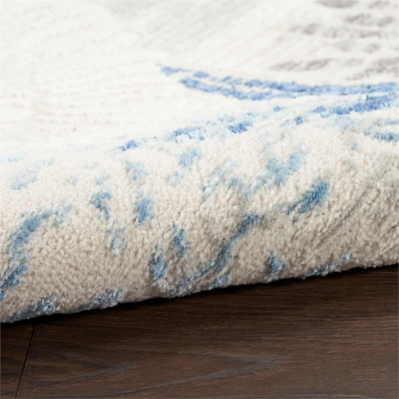 nourison home pompeii 6' runner fabric ivory grey blue area rug