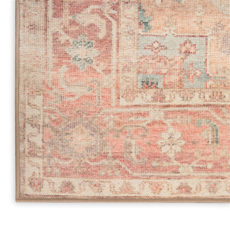 Nourison Home Vintage Washables 6' Runner Polyester Coral Taupe Area Rug