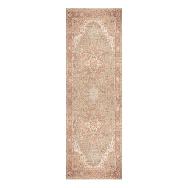Nourison Home Vintage Washables 6' Runner Polyester Coral Taupe Area Rug