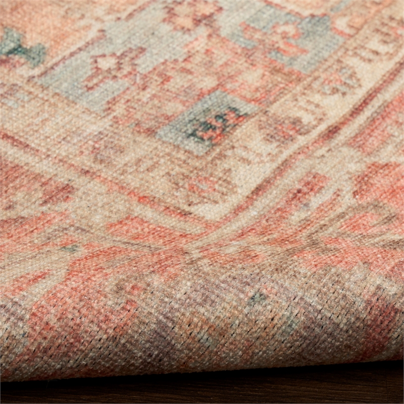 Nourison Home Vintage Washables 8' Runner Polyester Coral Taupe Area Rug