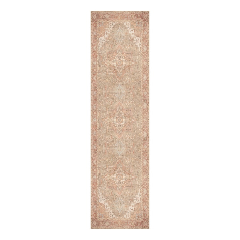 Nourison Home Vintage Washables 8' Runner Polyester Coral Taupe Area Rug