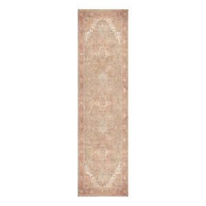 Nourison Home Vintage Washables 8' Runner Polyester Coral Taupe Area Rug