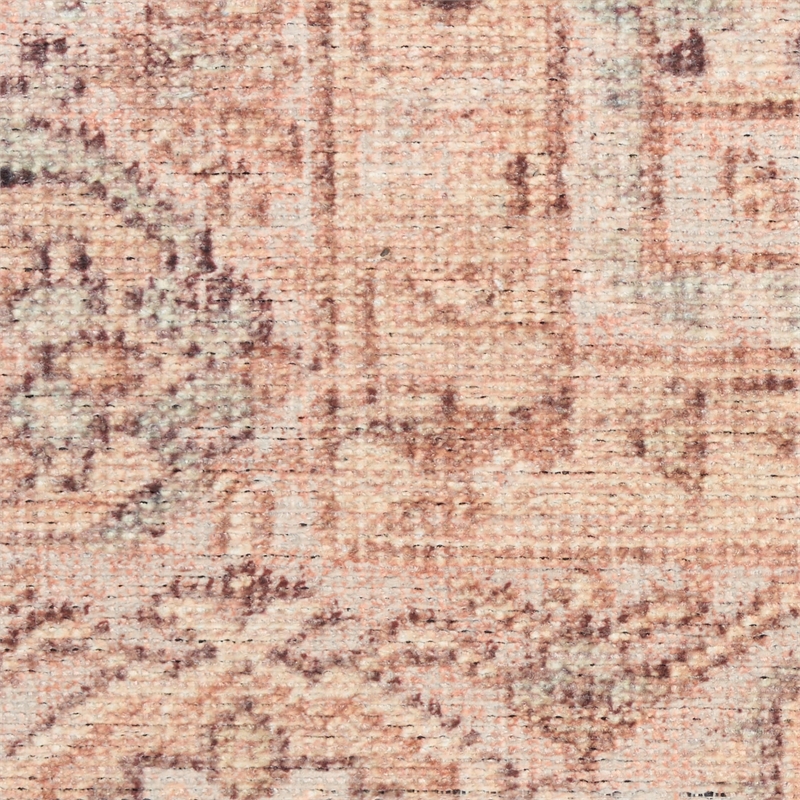 Nourison Home Vintage Washables 8' Runner Polyester Coral Mint Area Rug