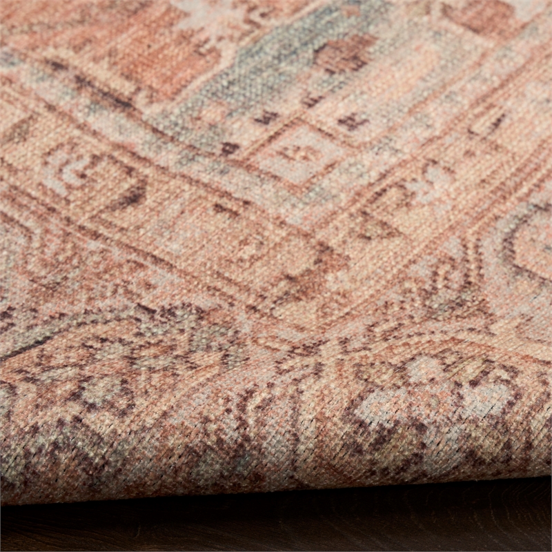 Nourison Home Vintage Washables 8' Runner Polyester Coral Mint Area Rug