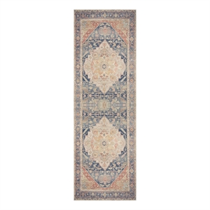 Nourison Home Vintage Washables 6' Runner PolyesterBlue Coral Area Rug