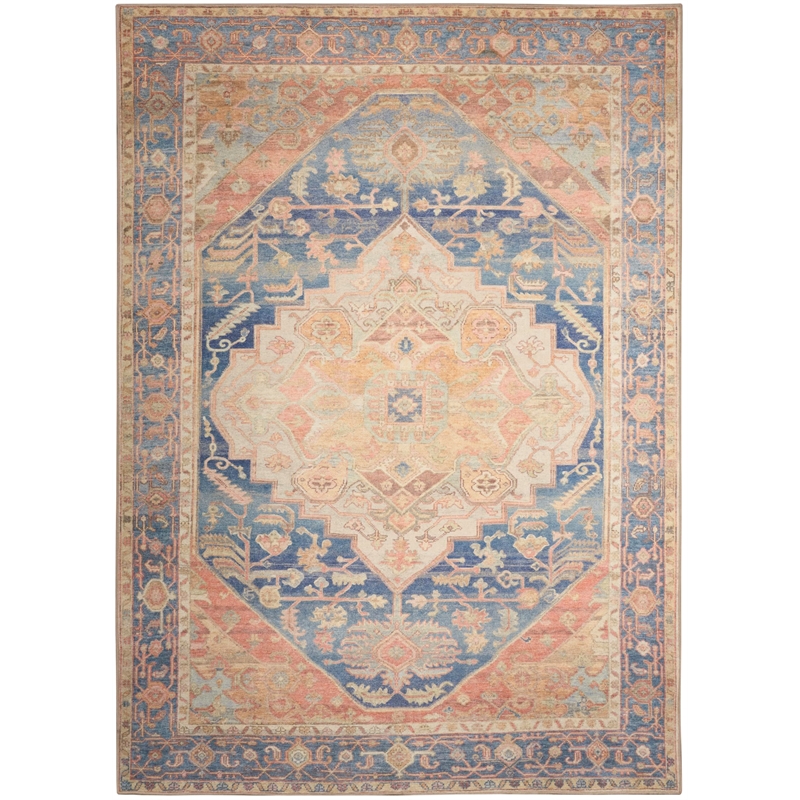 Nourison Home Vintage Washables 4' x 6' Polyester Blue Coral Area Rug