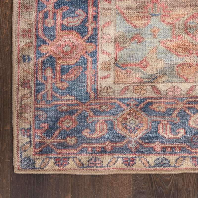 Nourison Home Vintage Washables 4' x 6' Polyester Blue Coral Area Rug